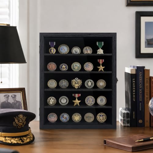 GMFrames 18x24 Wooden Shadow Box Frame with Removable Shelves Deep Display Case for Military Medals Keepsakes Black - color: Black, size: 18x24