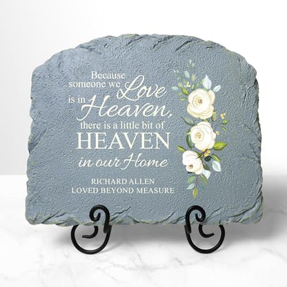 Let's Make Memories Personalized Memorial Garden Stone - Sympathy - Loss of Loved One - Grave Marker - Condolences - Indoor/Outdoor - Durable Resin - for Loved Ones in Heaven - style: Heaven Sent