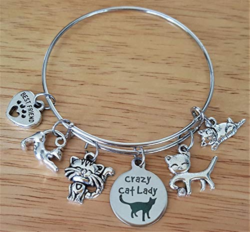 Kit's Kiss Cat Bracelet Pets Lover Kitty Crazy Lady Cat Mom Gift Best Friend Paw Print Bangle Bracelet