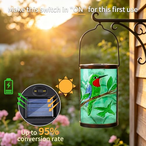 MUMTOP Hummingbird Solar Lantern Outdoor Waterproof Hanging Garden Lights - color: Green