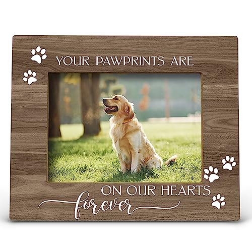 FONDCANYON Your Pawprints are Forever in Our Heart Pet Memory Picture Photo Frame,Pet Dog Cat Memorial Picture Frames,Pet Loss Sympathy Gift,Passed Away Dog Memorial Gifts(5x7 Inch Photo) - color: Color1