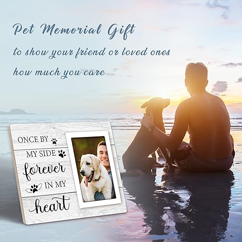 Pet Memorial Gifts for Dogs, Dog Memorial Gifts Picture Frame | Lost of Pet Sympathy Present, Pet Loss Remembrance Gift, Cat Passing Away Memorial Frame with Paw Print 4x6" Photo
