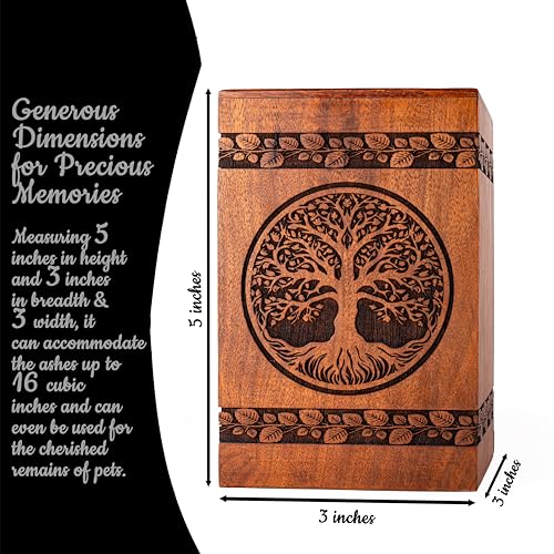 Well Crafted Tree Urns for Human Ashes Adult Man - Wooden Urns for Human Ashes Adult, Urn for Human Ashes Adult Male Female, Decorative Urns (Keepsake-16 Cu.in) - size: Keepsake-16 Cu.In