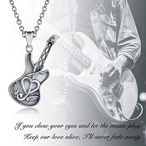 925 Sterling Silver Guitar Urn Necklace Women Cremation Jewelry for Ash