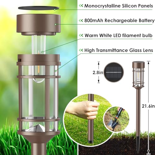 Mancra 8 Pack Solar Outdoor Lights, Bright Up to 12 Hrs Solar Lights for Outside, Waterproof Solar Garden Lights for Patio, Yard and Landscape, Brown - color: Brown