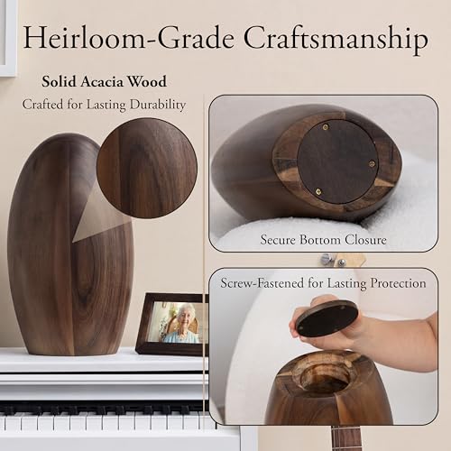 Wooden Urn for Human Ashes Adult Female Man, Wood Urn with Picture Frame