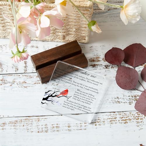 Sympathy Gifts, Cardinal Sympathy Gift, Memorial Gifts for Loss of Loved One Condolence Grief Bereavement Present in Memory of Mother Father Husband Wife - Clear Plaque Sign With Wooden Stand - color: Colour02