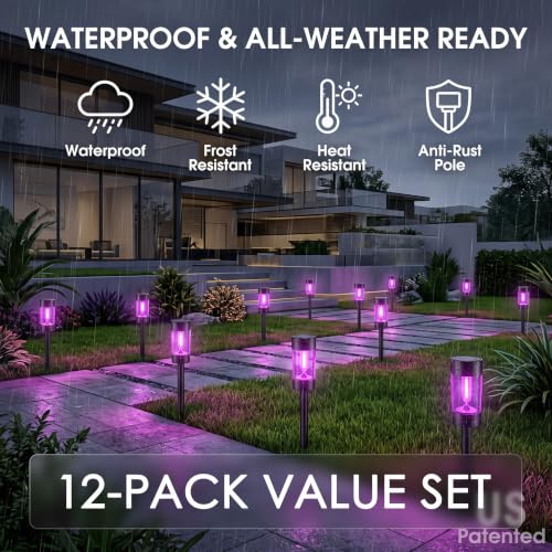 Eyrosa Halloween Solar Pathway Lights Outdoor Waterproof, 8 Pack, Purple - color: Purple
