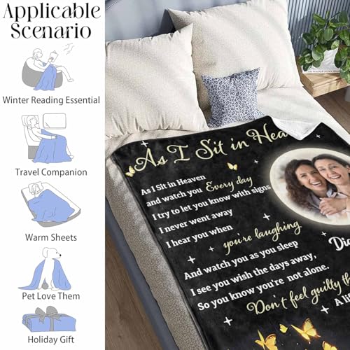 Custom Memorial Blanket with Photo - Sympathy Gift for Loss of Loved One - color: Style 22