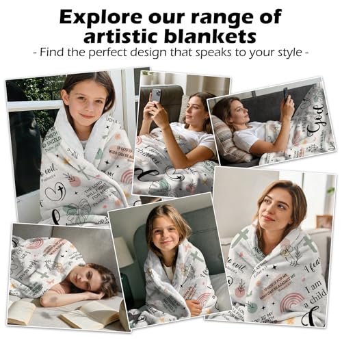 Christian Gifts for Women - I Am a Child of God Blanket 60"x50", Inspirational Religious Birthday Gifts for Women Mom Sister Friends, Christmas Baptism Catholic Spiritual Jesus Faith Bible Prayer - color: Christian2