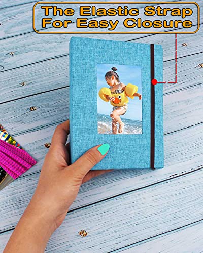 GPIRAL Small Photo Album 4x6 – Clear Pages, Linen Cover with Front Window, Pack of 2, Each Album Holds 52 Photos, Small Brag Book for 4x6 Photos, Blue Fabric - color: Blue, size: 4x6"-2 PACK