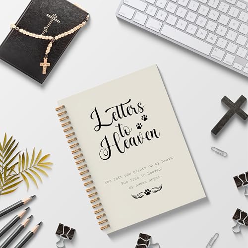 Letters to Heaven Notebook Journal 5.5x8.3, Memorial Sympathy Gifts for Loss of Pet, Remembrance Bereavement Gifts Spiral Hardcover Notebook, Grief Journal for Women, Cat Dog Loss Gift - color: Letters to Heaven