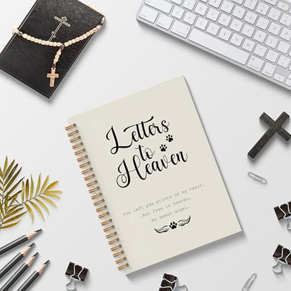 Letters to Heaven Notebook Journal 5.5x8.3, Memorial Sympathy Gifts for Loss of Pet, Remembrance Bereavement Gifts Spiral Hardcover Notebook, Grief Journal for Women, Cat Dog Loss Gift - color: Letters to Heaven