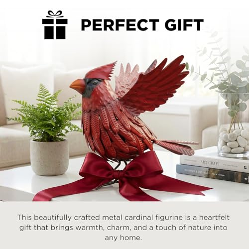 Cardinal Garden Decor Metal Yard Art: Red Bird Outdoor Statue & Large Sculpture for Patio, Balcony or Backyard - Decorative Lawn Ornament - Valentines Day, Birthday Gift Her, Wife, Women, Mom, Grandma