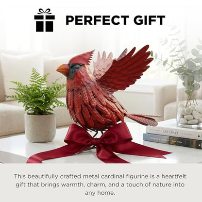 Cardinal Garden Decor Metal Yard Art: Red Bird Outdoor Statue & Large Sculpture for Patio, Balcony or Backyard - Decorative Lawn Ornament - Valentines Day, Birthday Gift Her, Wife, Women, Mom, Grandma