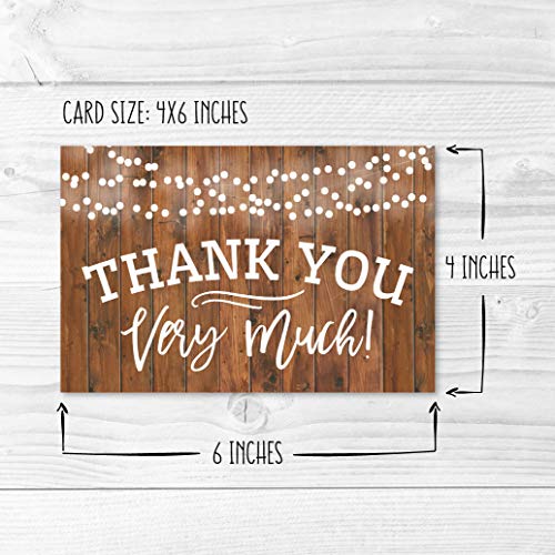 24 Bulk Thank You Cards with Envelopes Blank Cute Thank You Cards | Wood Lights 6 x 4 Appreciation Card for Weddings, Valentines, Anniversary, Small Business, Engagement & Bridal Shower - color: Wood Lights 24 pcs
