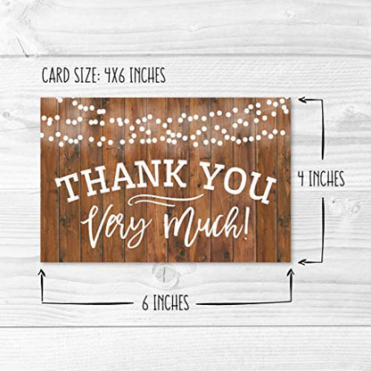 24 Bulk Thank You Cards with Envelopes Blank Cute Thank You Cards | Wood Lights 6 x 4 Appreciation Card for Weddings, Valentines, Anniversary, Small Business, Engagement & Bridal Shower - color: Wood Lights 24 pcs