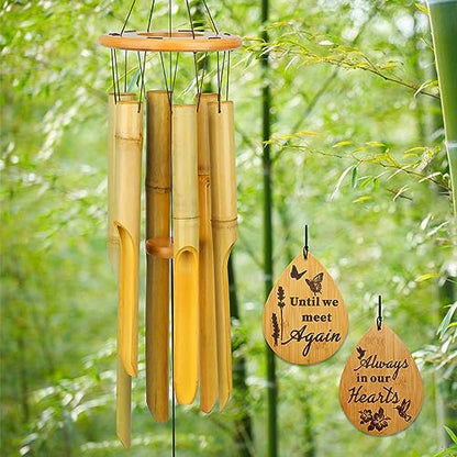 37.5" Bamboo Wind Chime for Outside, Wooden Wind Chimes Memorial Gifts - size: 37.5" Plain