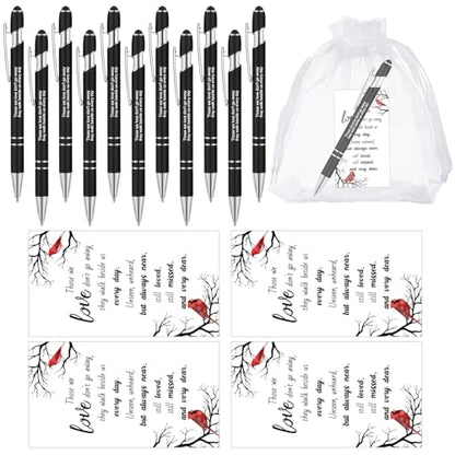 Yeaqee 150pcs/50set Funeral Favor Pen Poem Card for Guests, White, Cardinal - color: White, style: Cardinal
