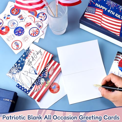 60Set 4th of July Patriotic Greeting Cards 250th Anniversary American Flag