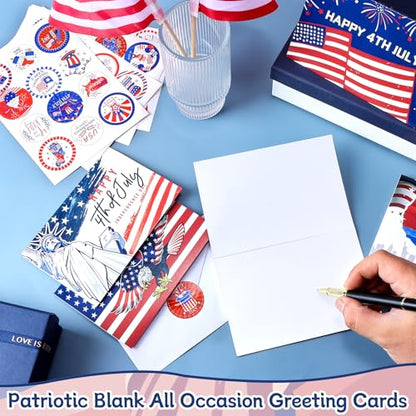 60Set 4th of July Patriotic Greeting Cards 250th Anniversary American Flag