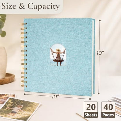 Vienrose Scrapbook Album,40 Pages,10x10 Inch,Light Blue | Linen Arch Window,Personalized DIY Photo Album – Wedding,Baby Shower,Anniversary,Travel,Keepsake Gift - color: Light Blue, size: 10 INCH 40 Pages