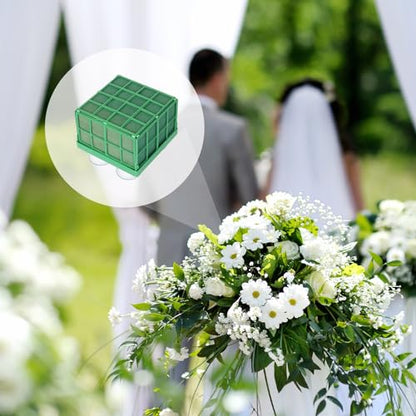 6Pcs Floral Foam Cage Set, 4 Square and 2 Rectangle Flower Holders | Water-Absorbing Foam Blocks with Adhesive Tape for Fresh and Artificial Flower Arrangements