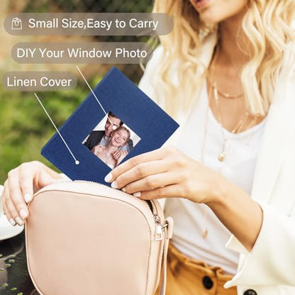 Artmag Mini Photo Album 4x6 50 Pockets 2 Pack, Linen Cover with Front Window Album Each Holds 52 Vertical Photos for Family Wedding Baby Children (Blue) - color: Blue, size: 50 Pockets/2PKS