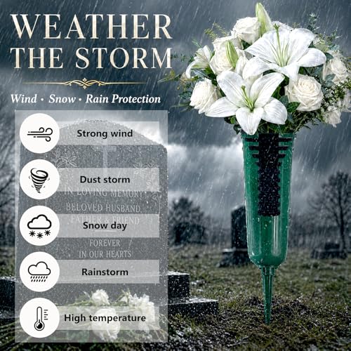 Cemetery Vase Flower Holder Insert, Black Silicone Grave Vase Plug, Windproof Floral Stabilizer, 4.9 x 3.2 x 1.3 Inches, Reusable