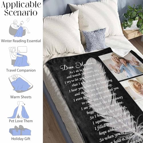 Custom Memorial Blanket with Photo - Sympathy Gift for Loss of Loved One - color: Style 17