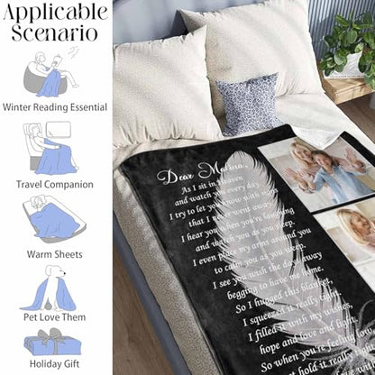 Custom Memorial Blanket with Photo - Sympathy Gift for Loss of Loved One - color: Style 17
