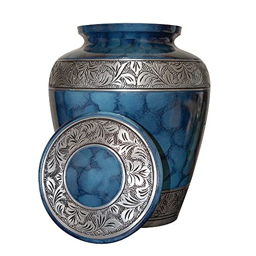 Extra Large Companion Human Funeral Cremation Urn, Personalized Double Urn for Two Adults (Blue) - color: Blue