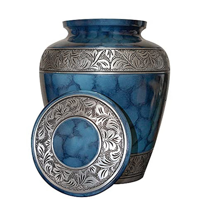 Extra Large Companion Human Funeral Cremation Urn, Personalized Double Urn for Two Adults (Blue) - color: Blue