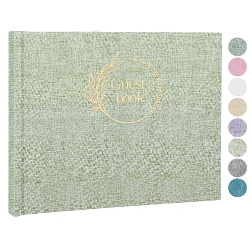 Green Linen Guest Book - Polaroid Photo Guestbook Sign (80 Pages) for Wedding Reception, Baby Shower & Graduation - Guest Sign-in Book - color: Green