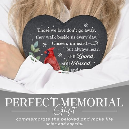 Cardinal Heart Shape Memorial Garden Stone, Sympathy Gift Those We Love Don't Go Away, Loving Memory Stepping Stones Outdoor, Memorial Gifts Loss of Loved One on Christmas