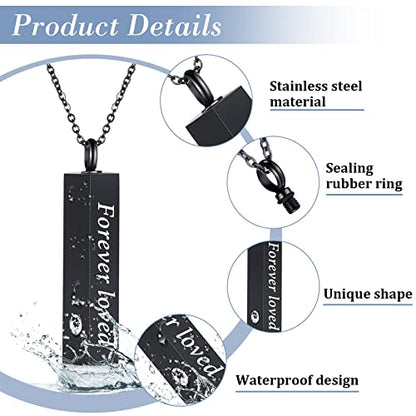 Jexine 10 Pcs Urn Necklace Cremation Jewelry for Men - color: Black