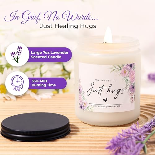 Sympathy Gifts for Loss of Loved One, Bereavement Grief Basket for Women | Sorry for Your Loss Condolences Gift for Grieving Friend, Mom or Sister with Lavender Candle, Insulated Mug, Bracelet & Card