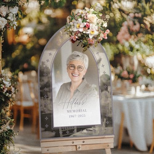 Custom Memorial Sign with Photo - Funeral Welcome Board - Personalized Tribute Display - Memory Table Sign - color: Sign 12