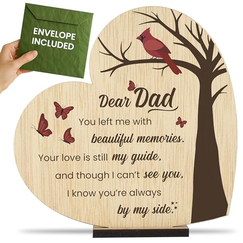 Memorial Plaque for Loss of Father Wooden Sympathy Sign in Loving Memory of Dad Bereavement & Condolence Gift - color: Loss of a Father