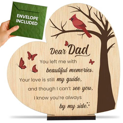 Memorial Plaque for Loss of Father Wooden Sympathy Sign in Loving Memory of Dad Bereavement & Condolence Gift - color: Loss of a Father