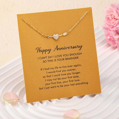 RZKING Golden Necklace for Women, Gifts for Best Friend Sister Mom Daughter - style: Arrow&Heart