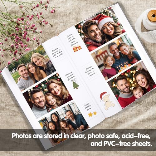 450 Pocket 4x6 Photo Album with Writing Space, Linen Cover, Grey - color: Grey