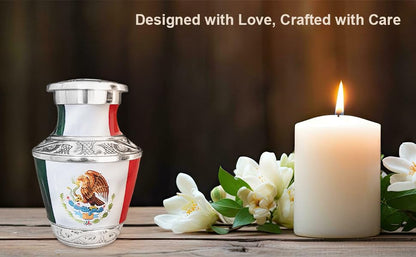 Mexican Flag Keepsake Cremation Urn for Human Ashes – Urna para Cenizas – Tribute to Mexican Pride (Orgullo) – Small Sharing Memorial for Men or Women - size: Small Keepsake