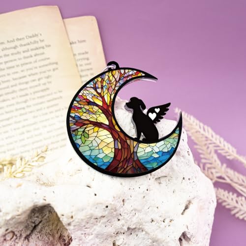 Dog Memorial Keychain Dog Loss Sympathy Gift for Women Men | Suncatcher Keychain Dog Passing Away Gifts for Pet Mom Dad Memorial Keychain Rainbow Bridge Dog Loss Gift