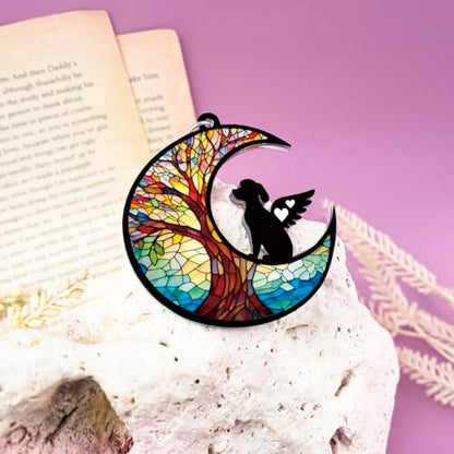 Dog Memorial Keychain Dog Loss Sympathy Gift for Women Men | Suncatcher Keychain Dog Passing Away Gifts for Pet Mom Dad Memorial Keychain Rainbow Bridge Dog Loss Gift