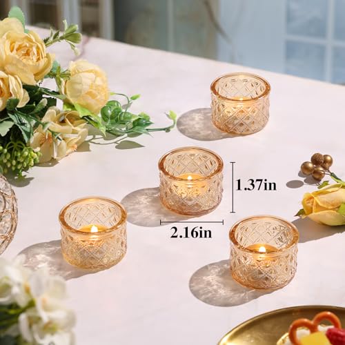 24 Pack Gold Tealight Candle Holders, Glass Votive Candle Holders Bulk - color: Gold