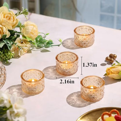 24 Pack Gold Tealight Candle Holders, Glass Votive Candle Holders Bulk - color: Gold