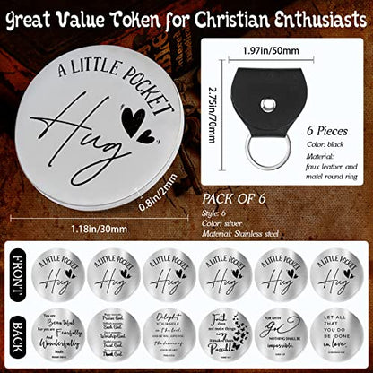 6 Pcs Pocket Hug Token Keychain Christian Gift Long Distance Relationship Keepsake for Women Men Patients(Classic) - style: Classic