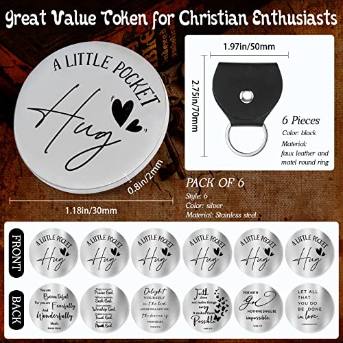 Moxweyeni 6 Pcs Pocket Hug Token Keychain Christian Gift Long Distance Relationship Keepsake for Women Men Patients(Classic) - style: Classic