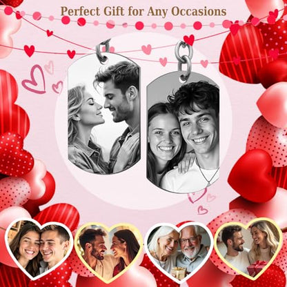 Photo Keychain Custom Picture Keychain Customized Gifts Laser-Engraved/Color Gifts For Boyfriend Hubsand Wife - color: Engraving (Black&white): 2 Sides Photo (Black)